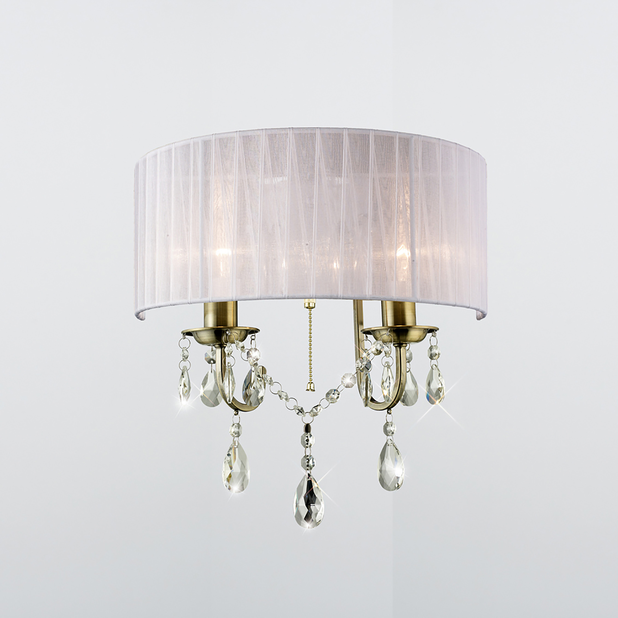 IL30064/WH  Olivia Crystal Switched Wall Lamp 2 Light